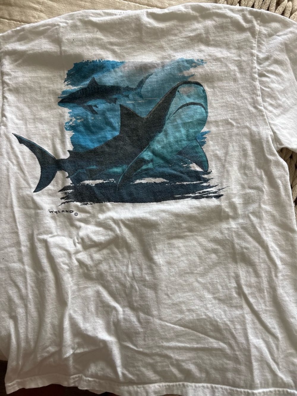Vintage Wayland Shirt White Tee with Blue Logo Tag